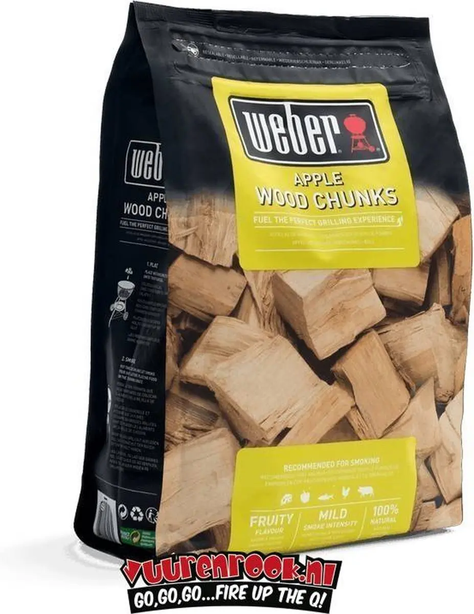Weber Houtblokjes 1,5kg - Grote stukken Rookhoutappel