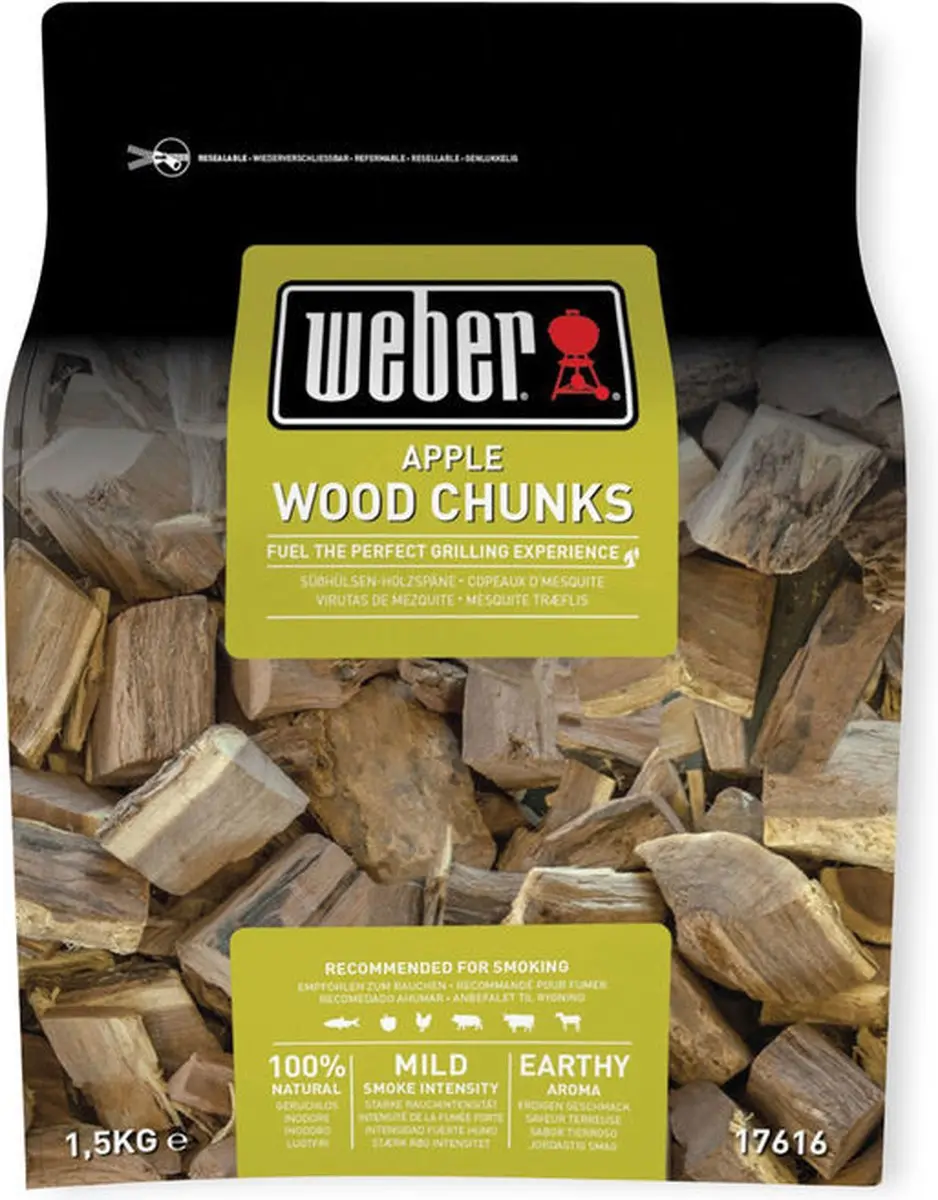 Weber Houtblokjes 1,5kg - Grote stukken Rookhoutappel
