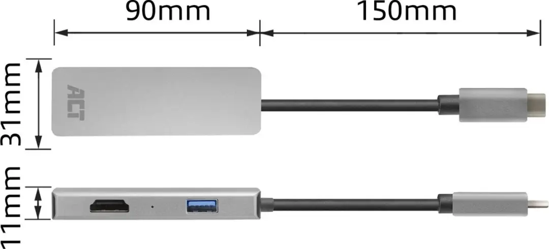 ACT AC7013 USB-C 4K Adapter - 2x HDMI - USB-A