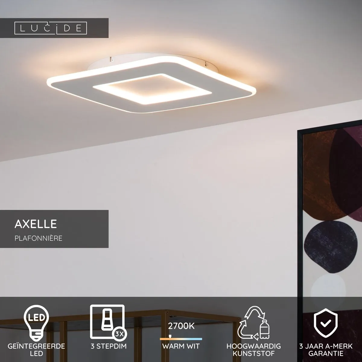 Lucide AXELLE Plafondlamp LED 24W 2700K - Wit
