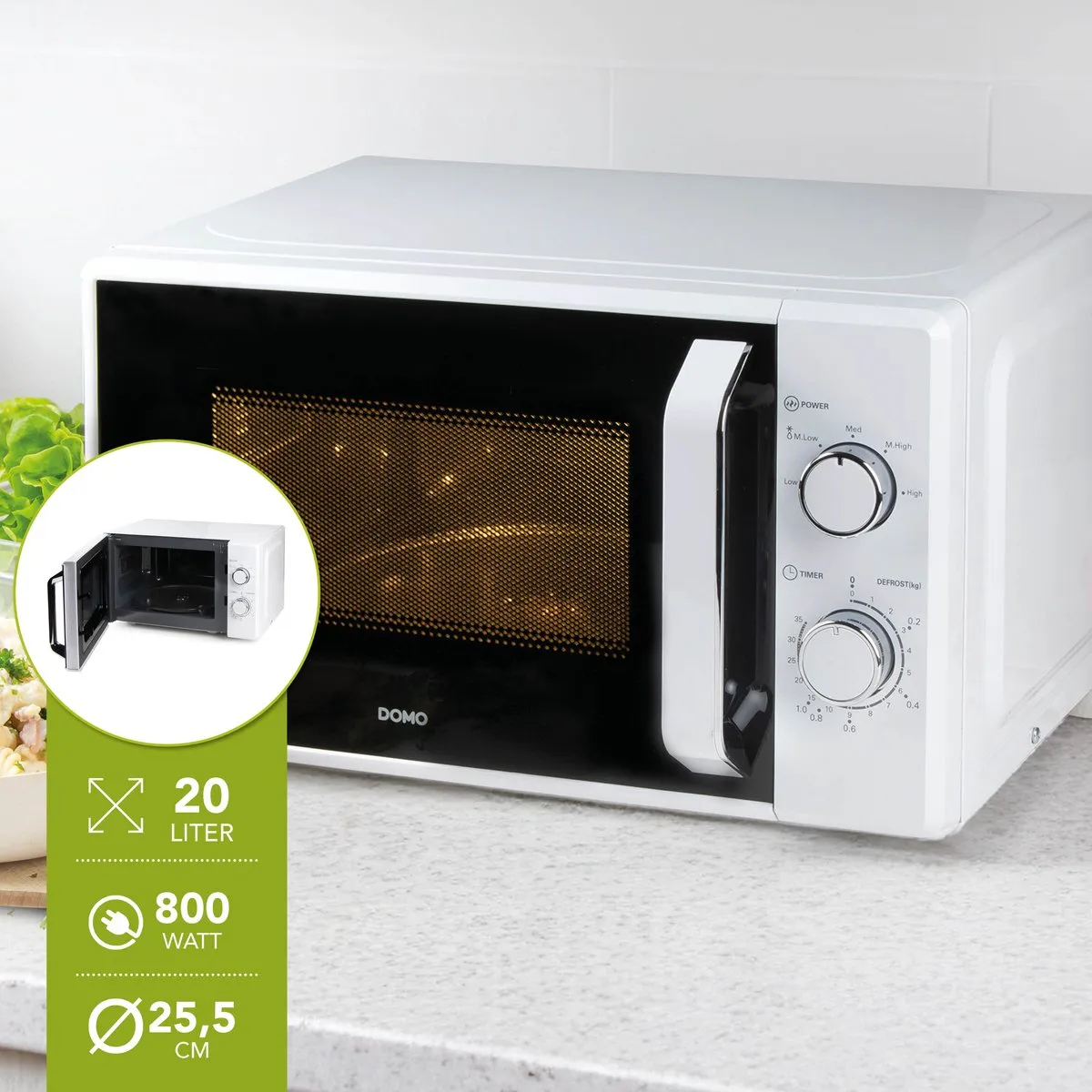 Domo DO3120 Microgolfoven 20L 800W - Wit