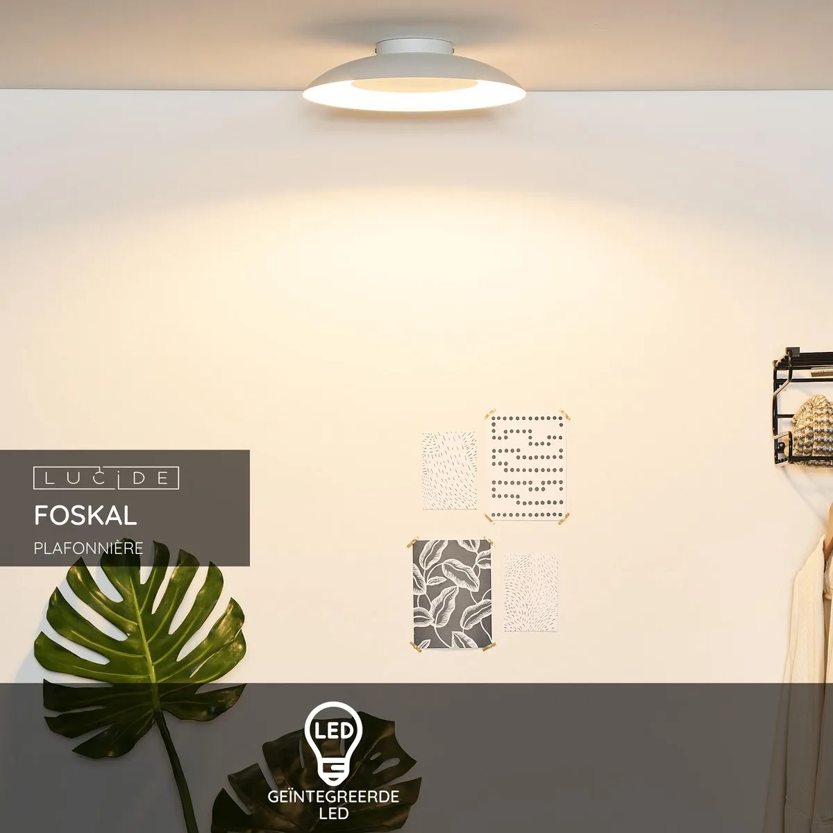 Lucide FOSKAL Plafondlamp Ø34,5cm - 1x12W 2700K Wit