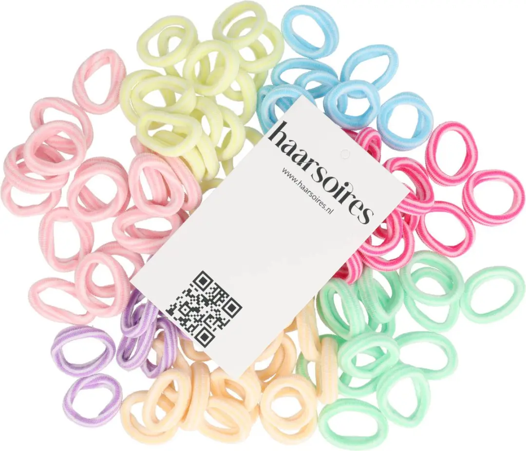 Haarsoires Haarelastiekjes Mini 2,5cm - Roze Paars Oranje Blauw Groen - 70 Stuks