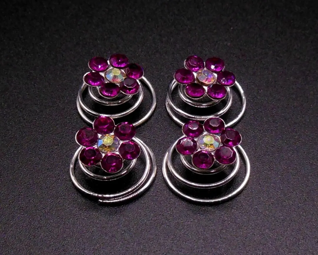 Hairmode Curlies Paarse Bloem 6-Blad Strass