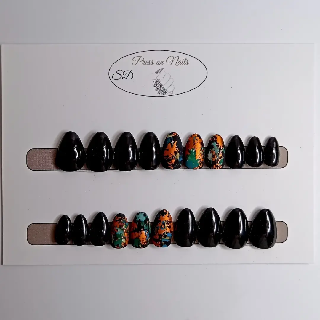 SD Press on Nails B-154 Plaknagels XS Stiletto - Zwart - 20 Stuks