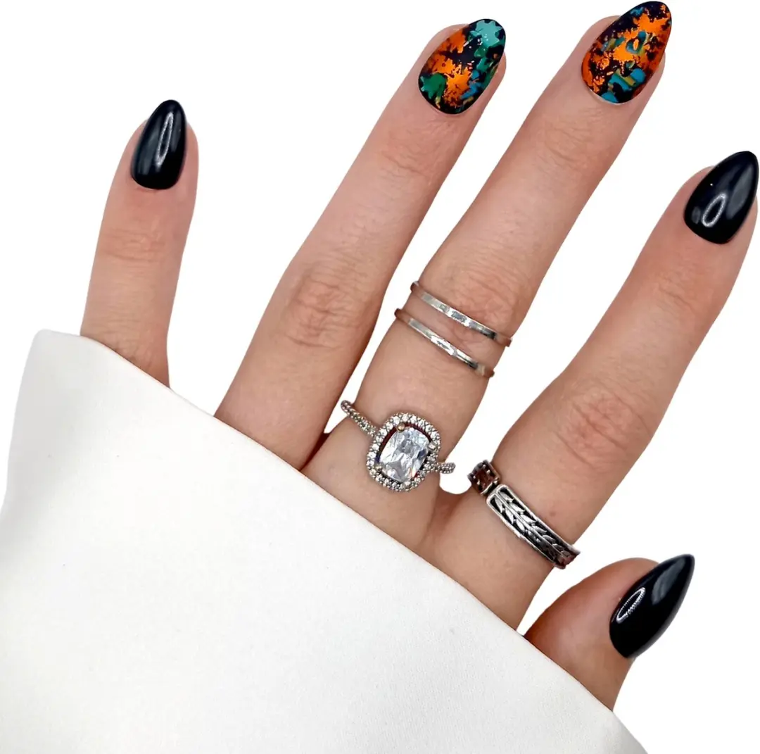 SD Press on Nails B-154 Plaknagels XS Stiletto - Zwart - 20 Stuks