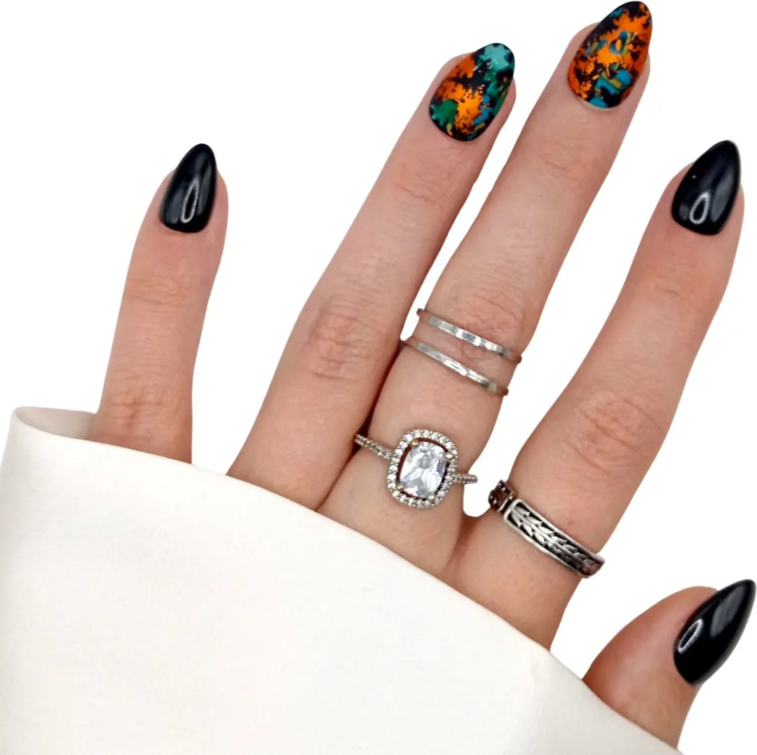SD Press on Nails B-154 Plaknagels XS Stiletto - Zwart - 20 Stuks