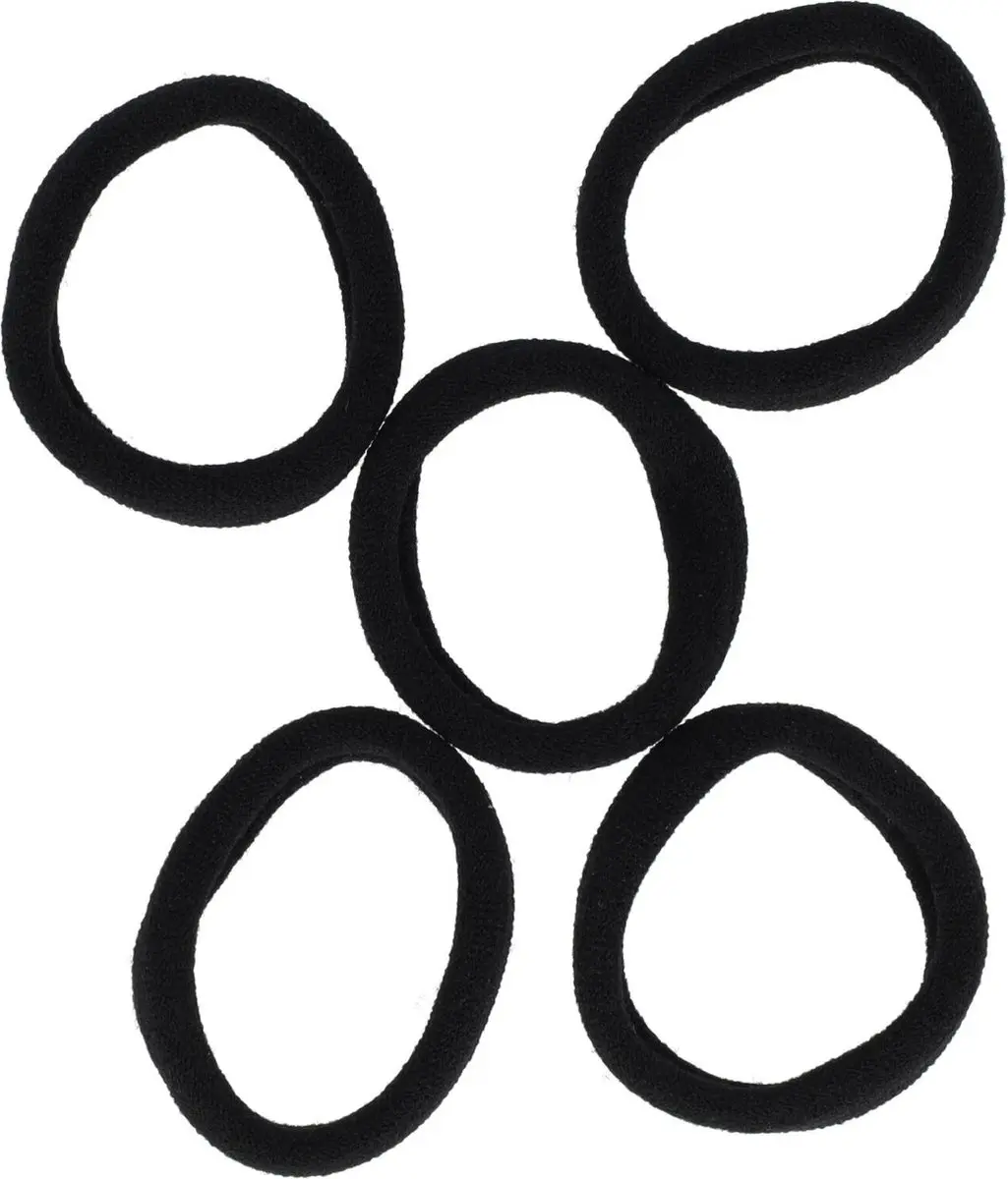 Haarsoires Haarelastieken Basic 4cm - Zwart - 5 Stuks