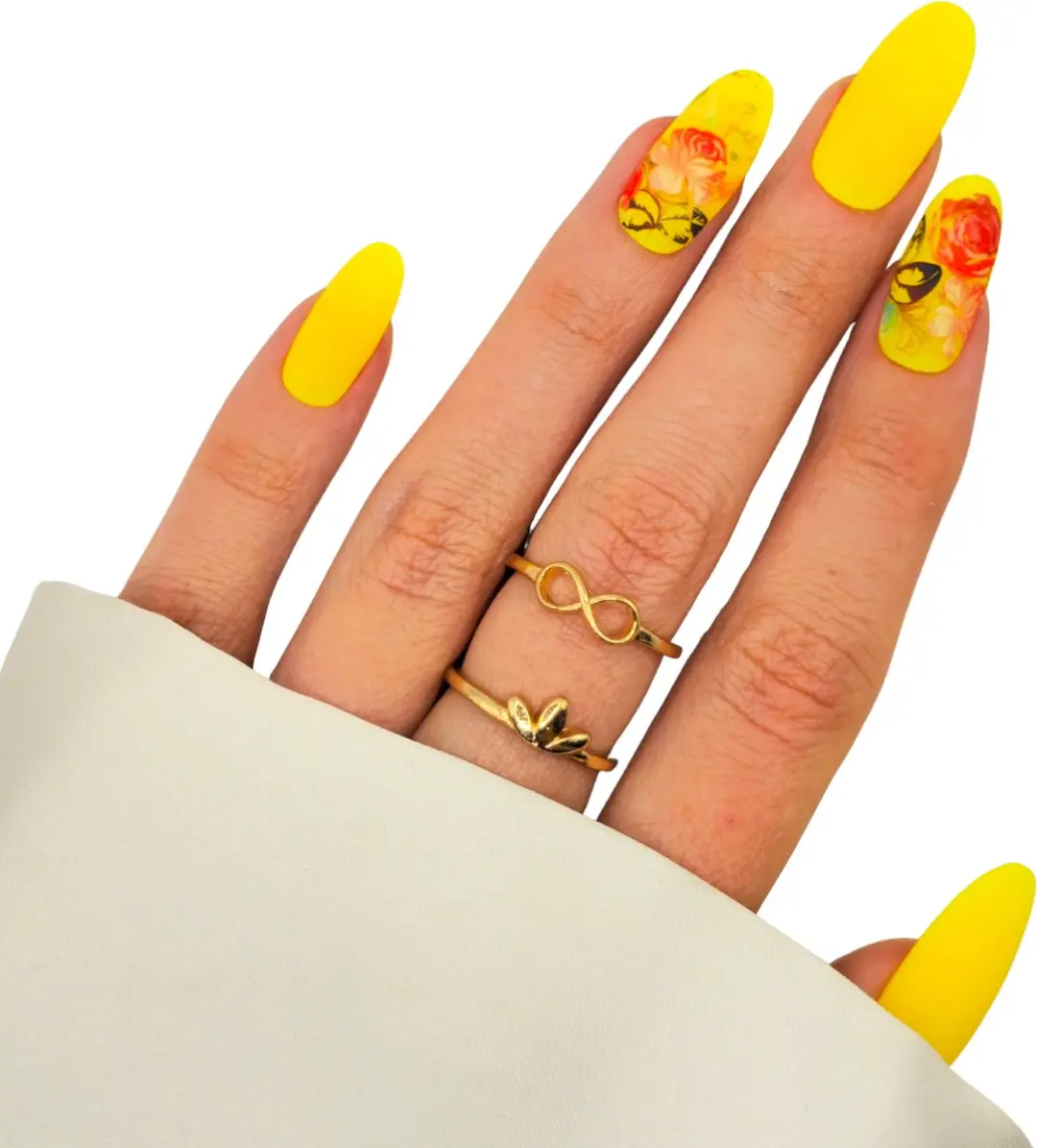 SD Press on Nails B-276 Lange Ronde Matte Geel Kunstnagels - 20 Stuks