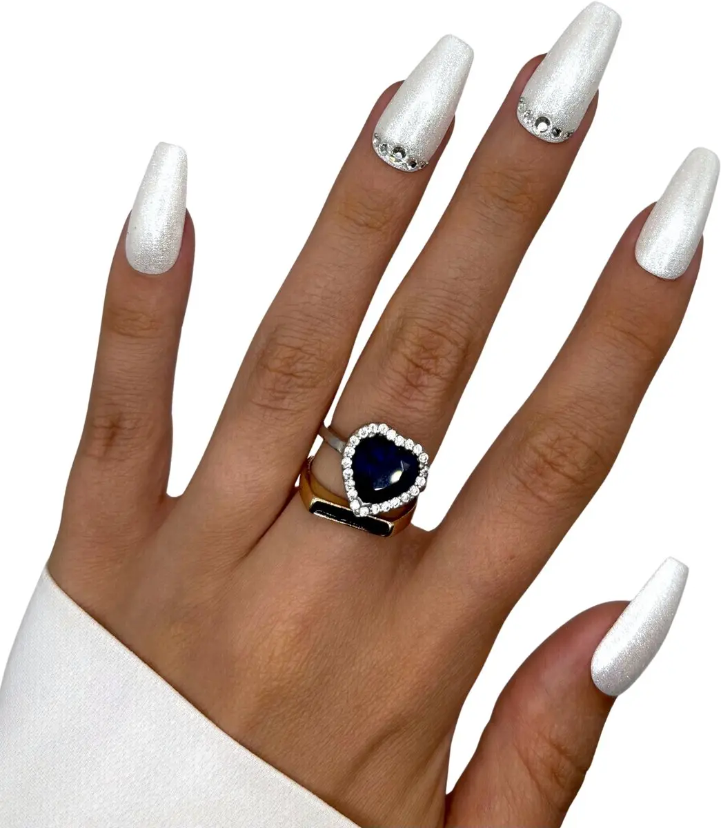 SD Press on Nails No. 48 Kiss The Bride Plaknagels - 20 Stuks - Wit Glitter