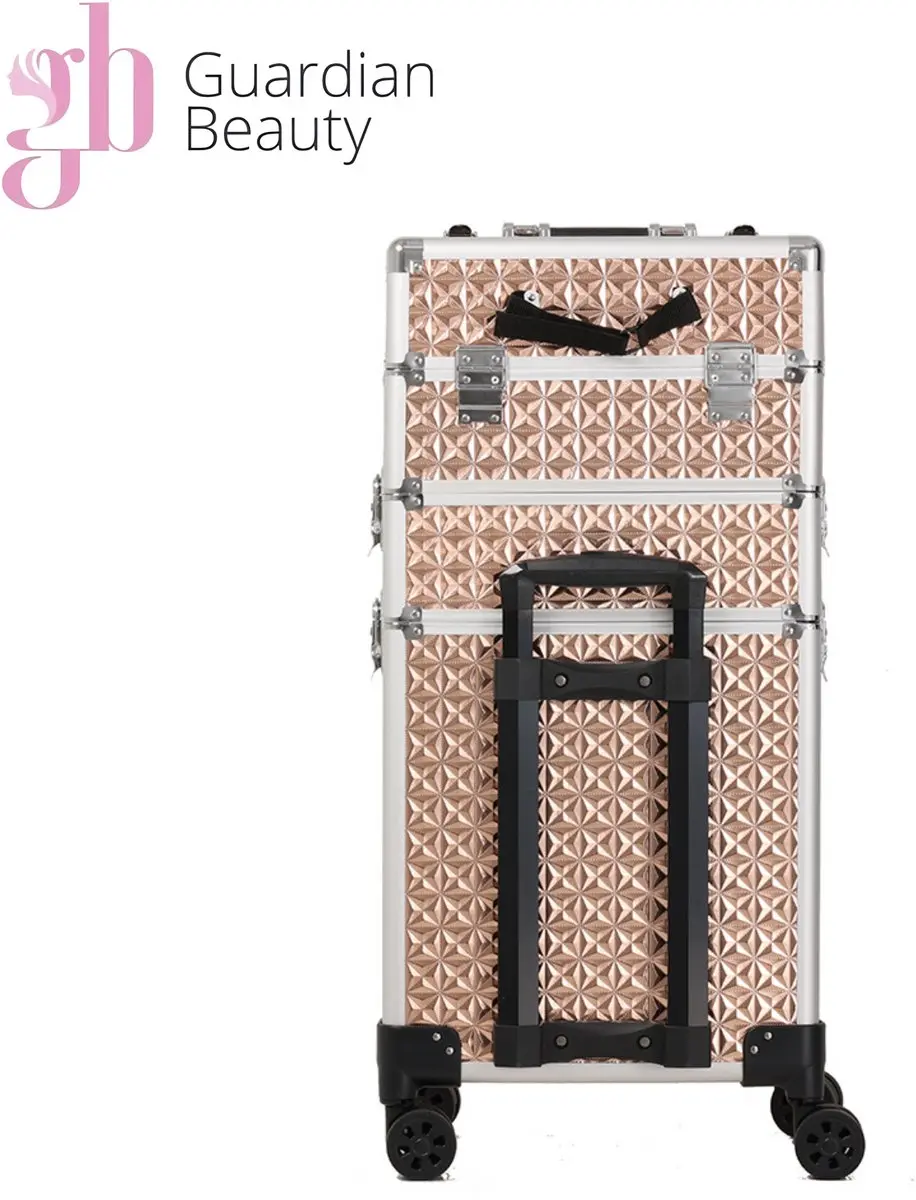 Guardian Beauty Nagel Beautycase 3-in-1 - Goud met diamantpatroon