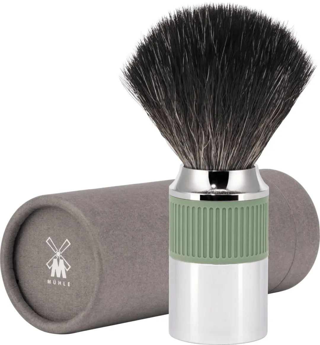Mühle NEO Scheerkwast Zwart Fibre 21mm - Chroom/Salviagroen