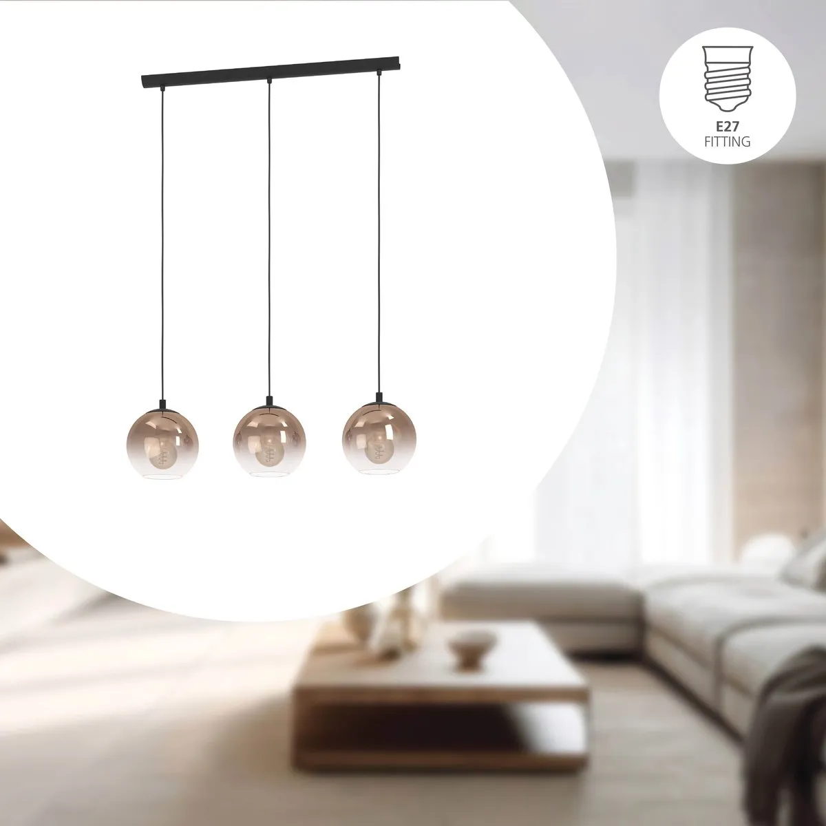 Eglo Ariscani 1 Hanglamp 76.5cm - Zwart/Koper