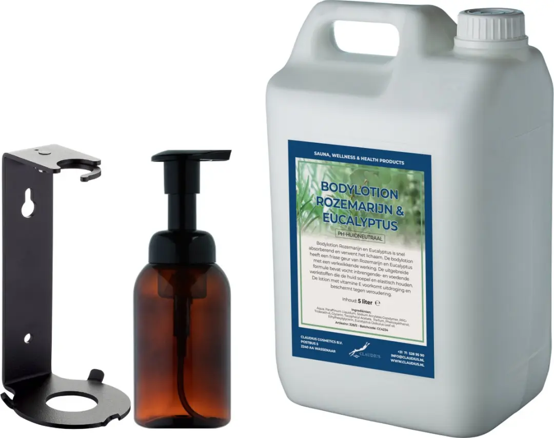Splashbox Cosmetics Zeepdispenser 300ml + Rozemarijn & Eucalyptus Bodylotion 5.3
