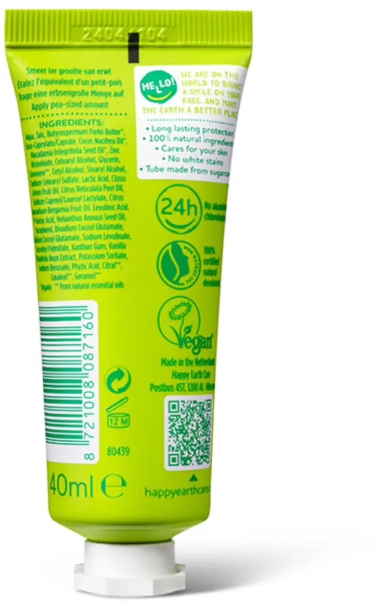 Happy Earth Bergamot Deodorant Crème 40ml