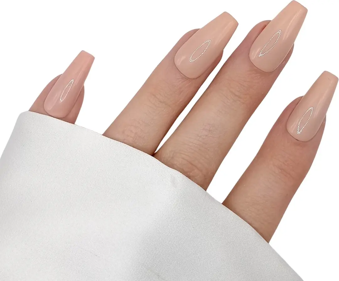 SD Press on Nails B-206 Plaknagels - 20 Stuks - Nude - Lange Coffin