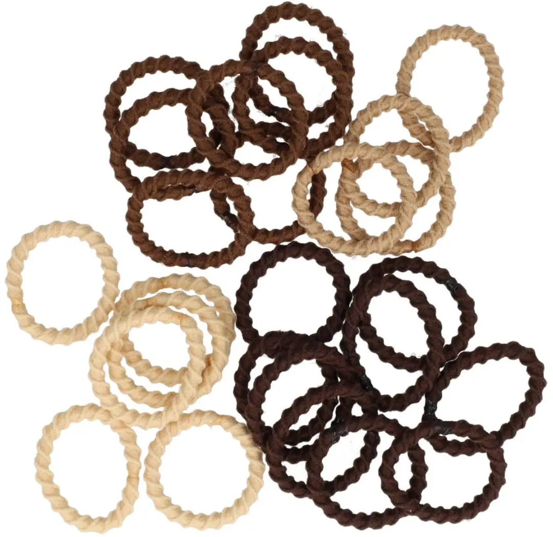 Haarsoires Haarelastiekjes Mini 2cm - Ribbel - Beige