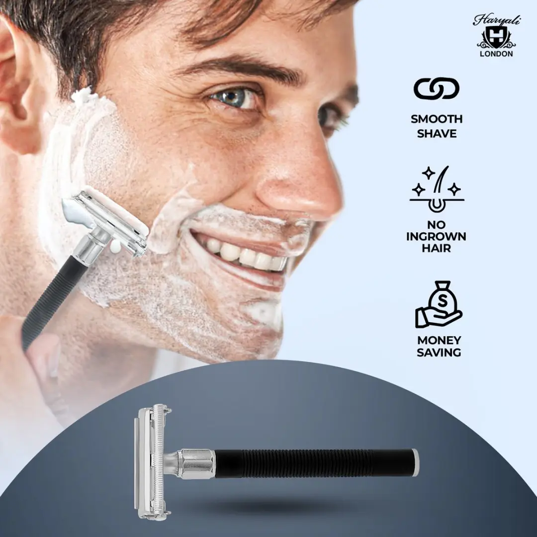 Haryali London Butterfly Opening Safety Razor - Zwart