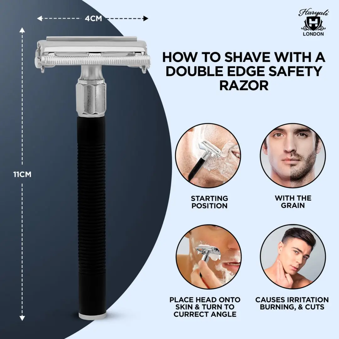 Haryali London Butterfly Opening Safety Razor - Zwart