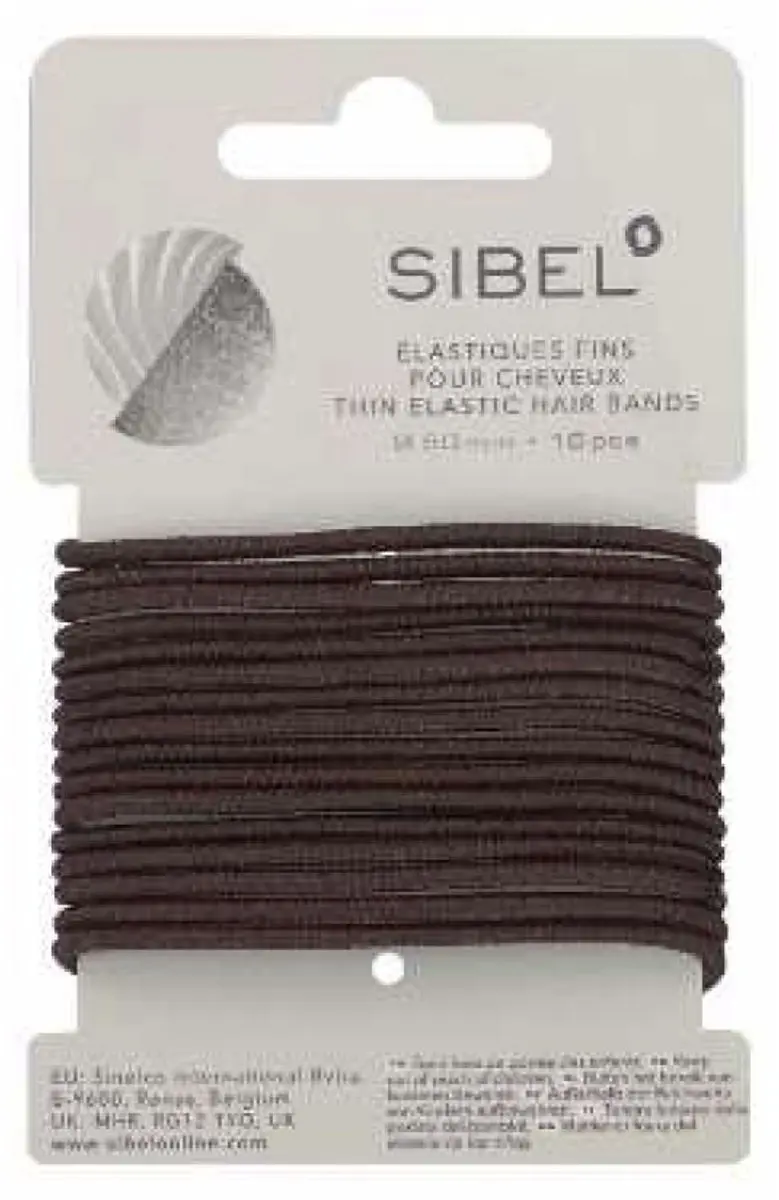 Sibel Thin Elastic Hairbands - 16 Stuks - Bruin