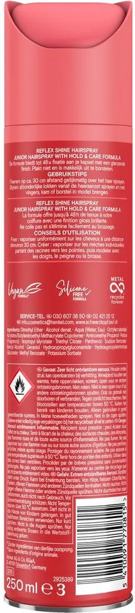 Taft Junior Hairspray Ultra Reflex Shine 250ml - 6 Stuks