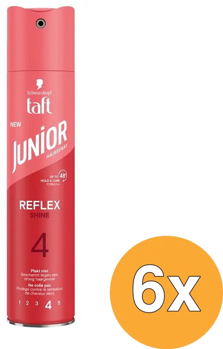 Taft Junior Hairspray Ultra Reflex Shine 250ml - 6 Stuks