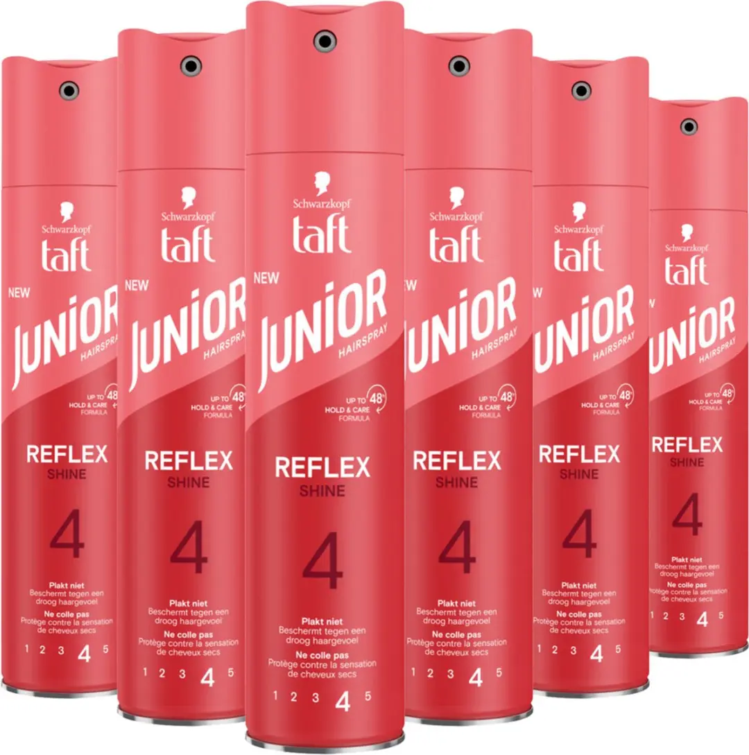 Taft Junior Hairspray Ultra Reflex Shine 250ml - 6 Stuks