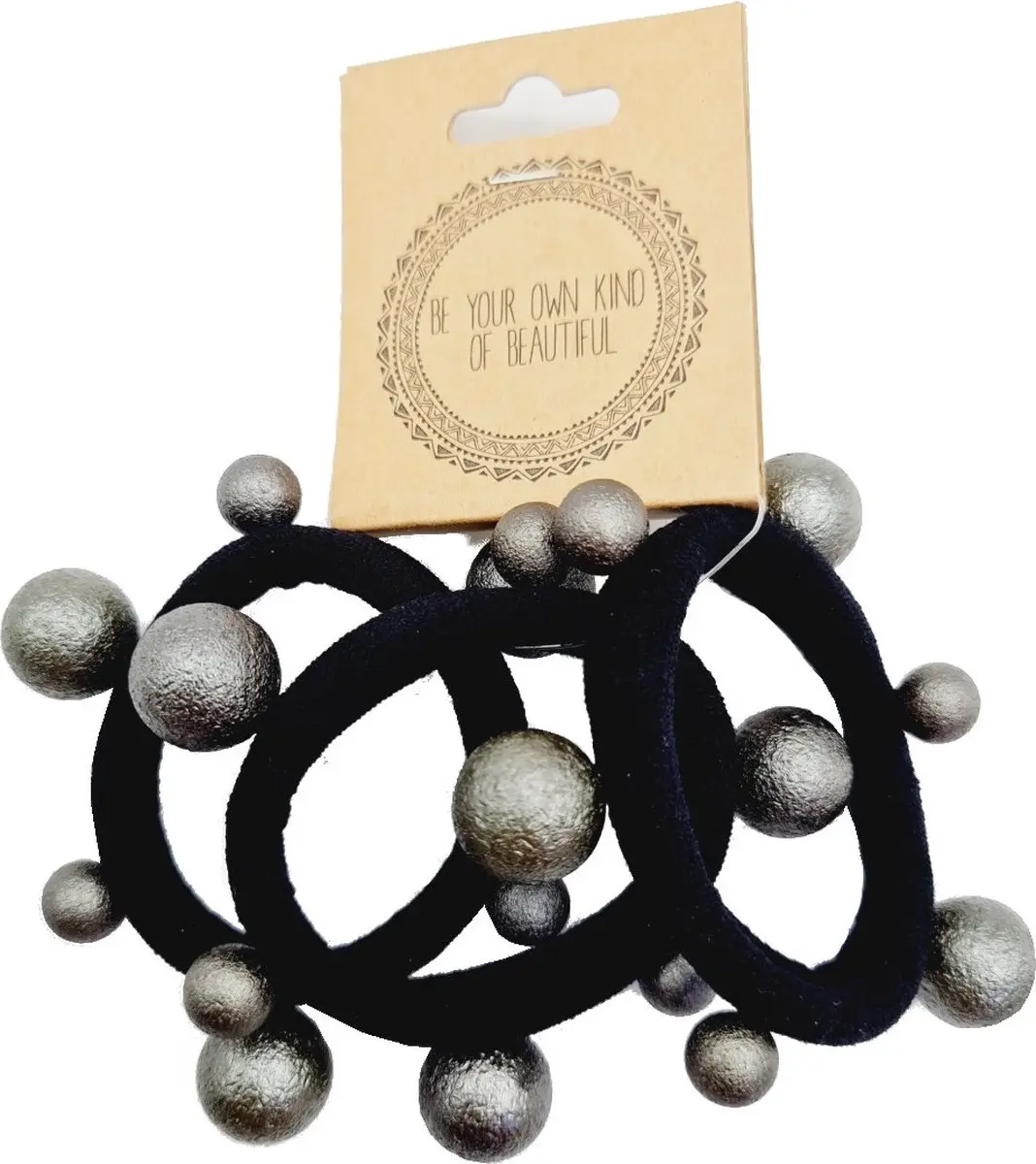 Haarsoires Haarelastieken Endless - Set van 3 - Zwart/Grijs