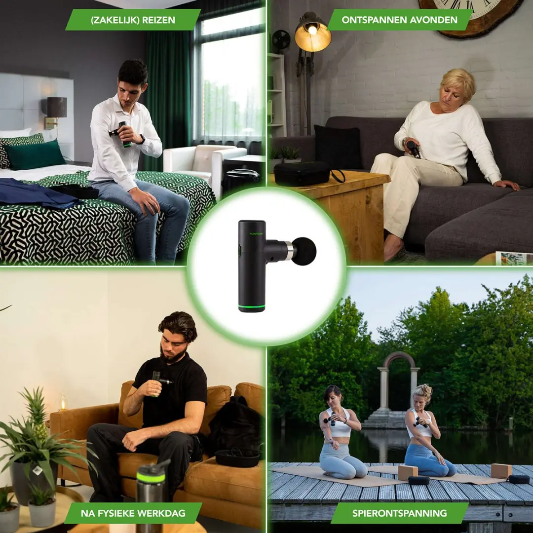 Tunturi MG30 Mini Massagepistool - 4 Koppen - Zwart