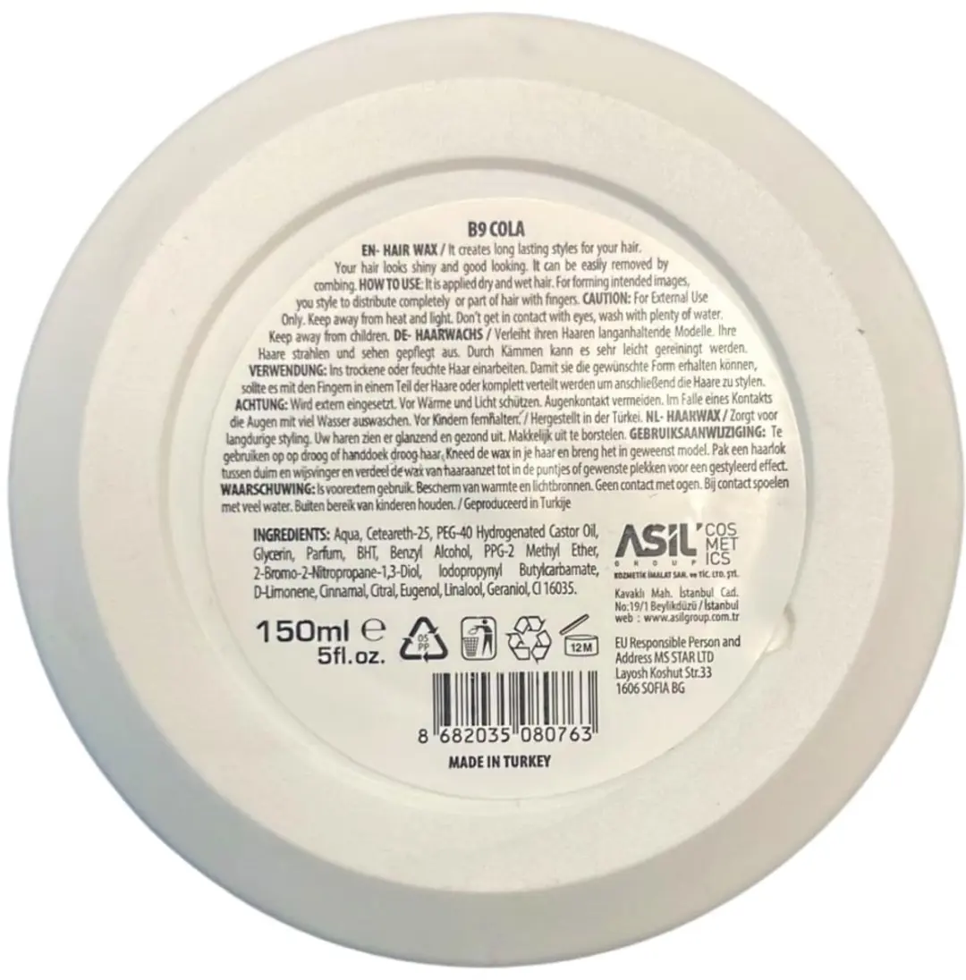 Nishman Aqua Gel Wax B9 Cola Haarwax 150ml