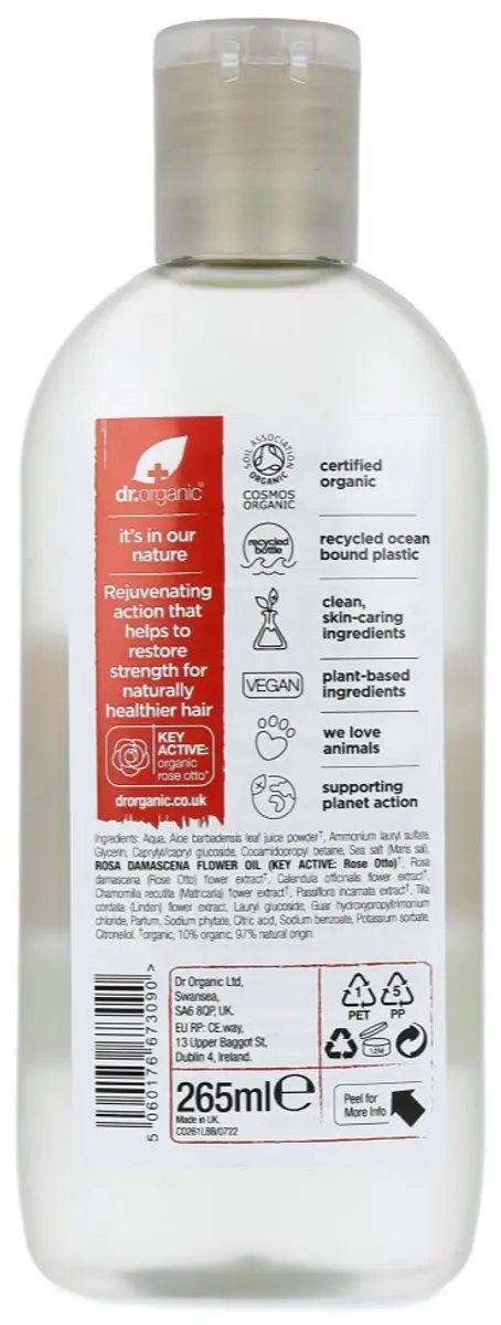 Dr. Organic Rozen Shampoo 265ml - Gekleurd haar