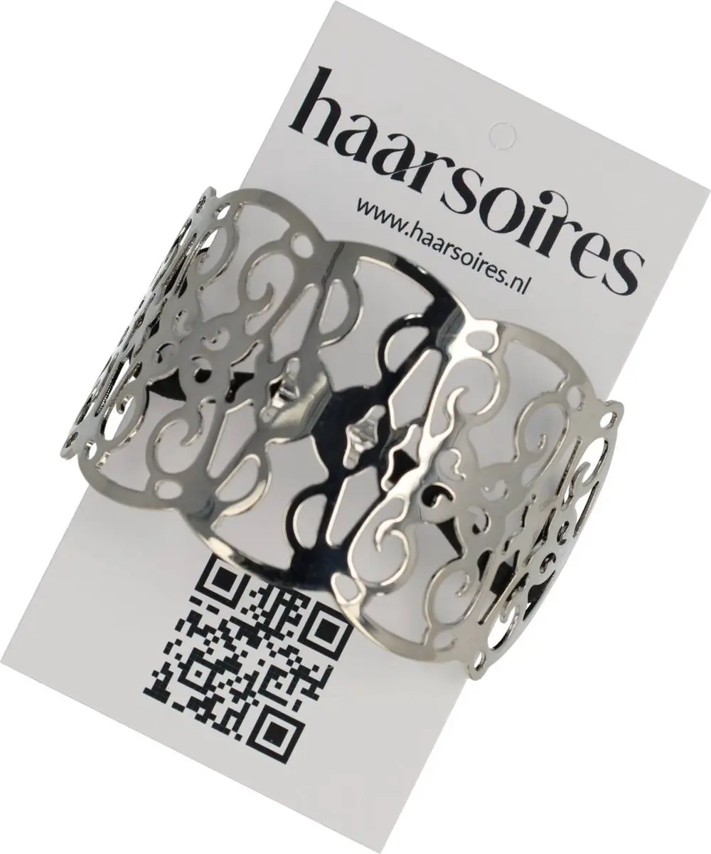 Haarsoires Cuff Haarelastiek 6cm - Zwart Zilver