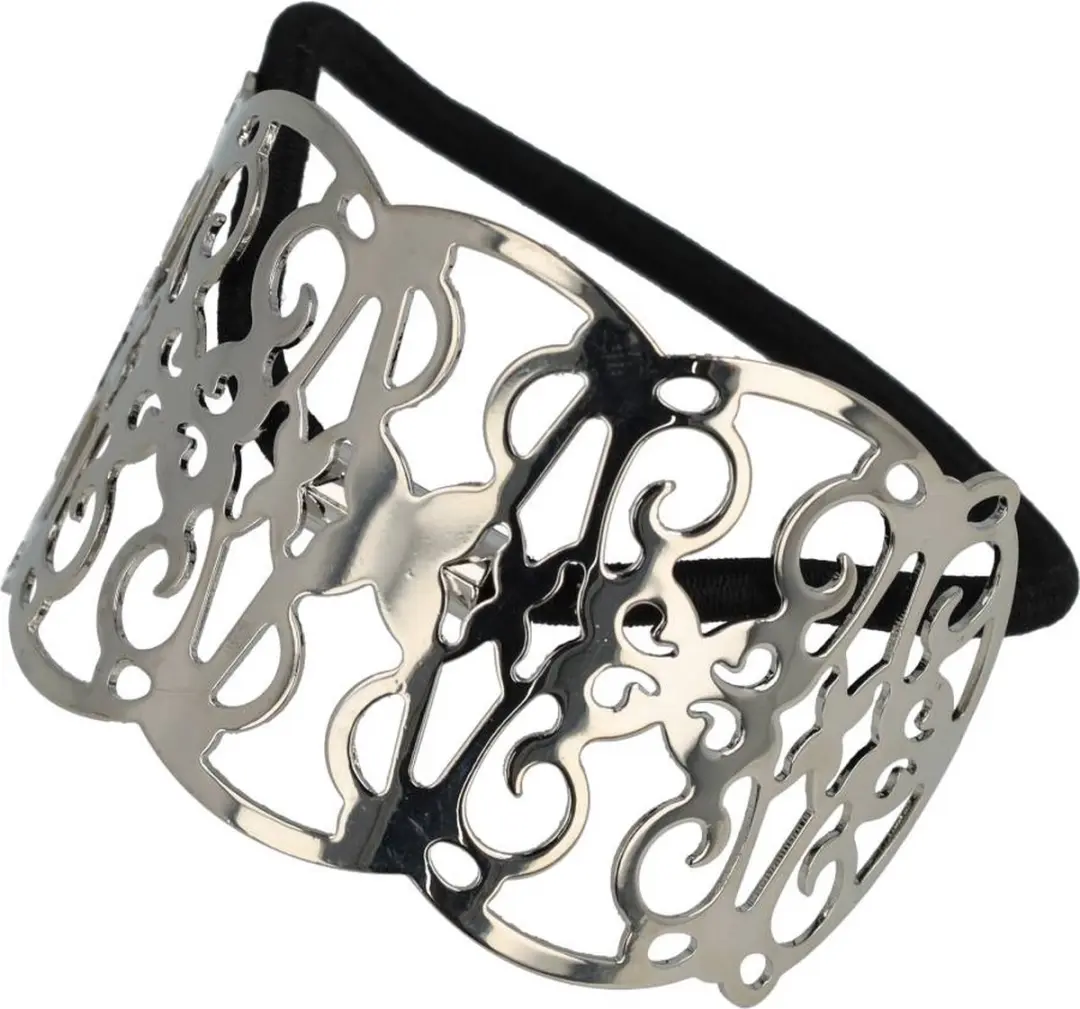 Haarsoires Cuff Haarelastiek 6cm - Zwart Zilver