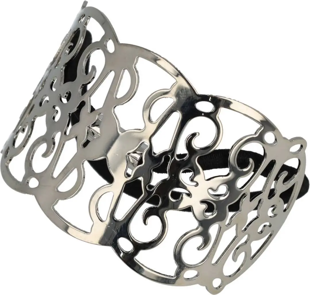 Haarsoires Cuff Haarelastiek 6cm - Zwart Zilver