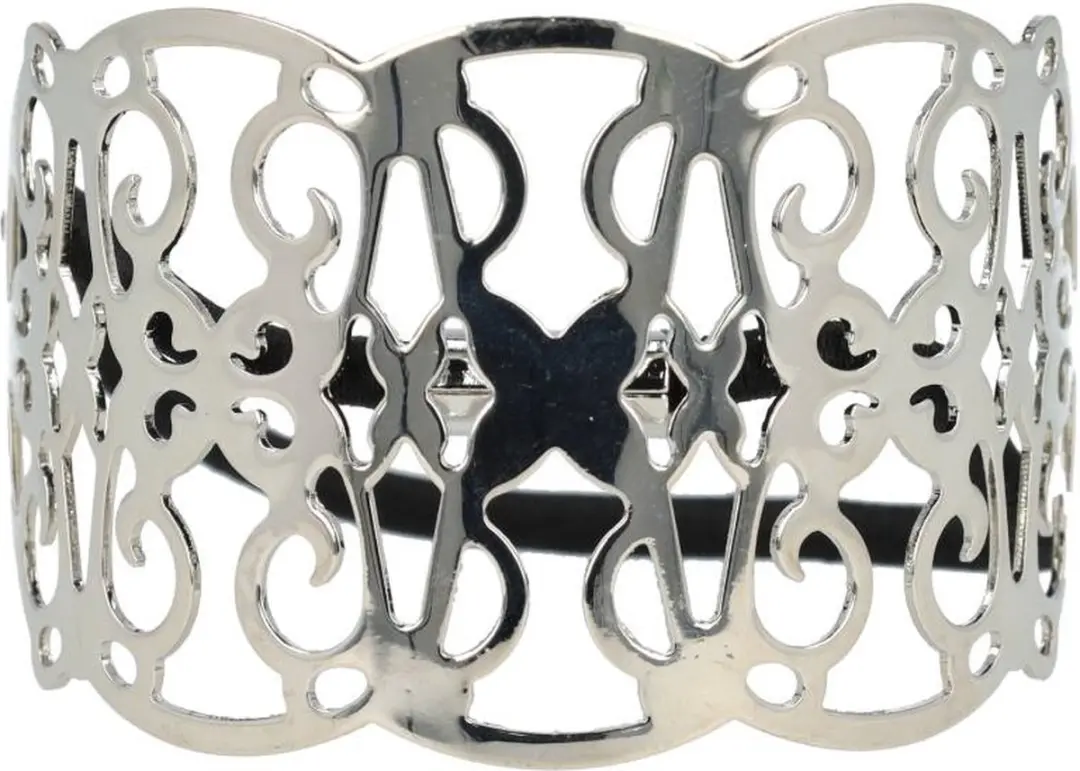 Haarsoires Cuff Haarelastiek 6cm - Zwart Zilver