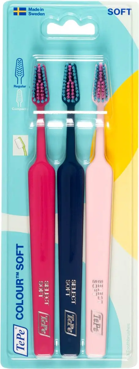 TePe Colour Soft Tandenborstel - 3 Stuks - Meerkleurig
