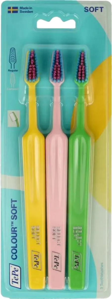 TePe Colour Soft Tandenborstel - 3 Stuks - Meerkleurig