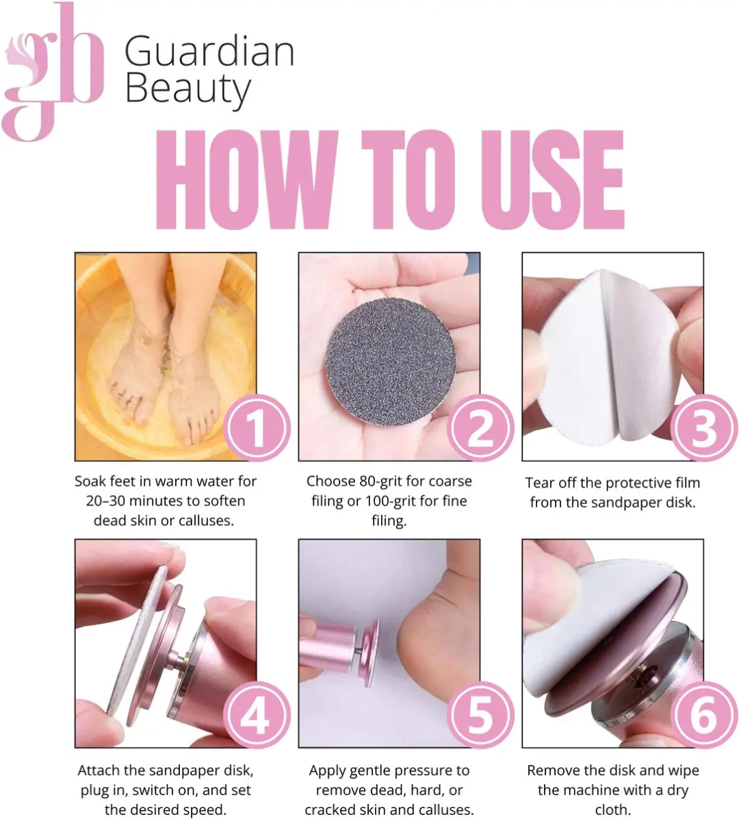 Guardian Beauty Elektrische Voetverwijderaar - Roze
