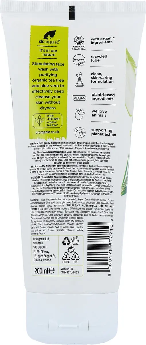 Dr. Organic Tea Tree Face Wash 200ml