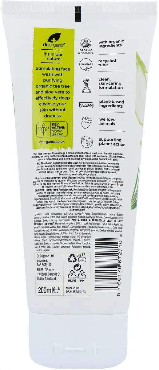 Dr. Organic Tea Tree Face Wash 200ml
