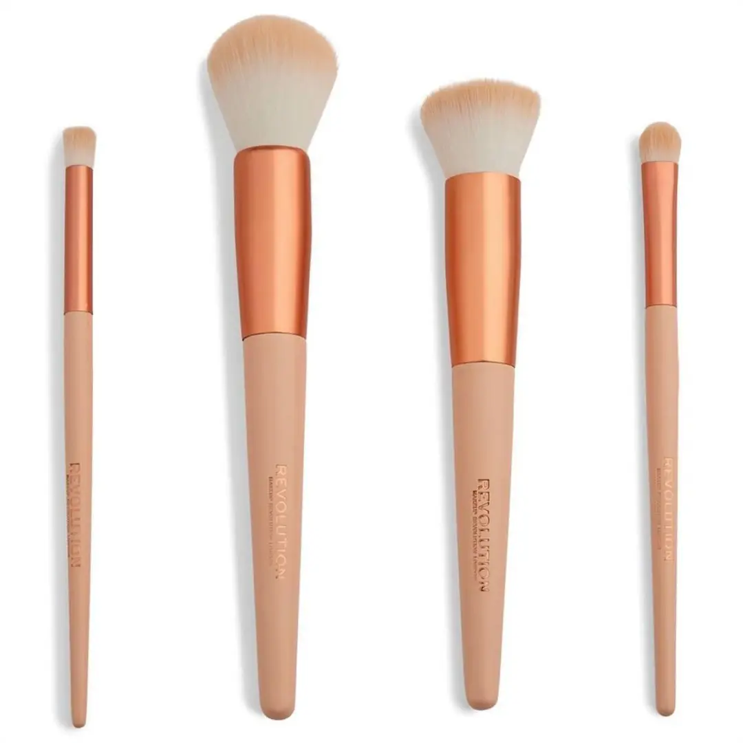 Makeup Revolution Conceal & Define Brush Set - 4 Stuks - Beige/Nude/Rose Gold