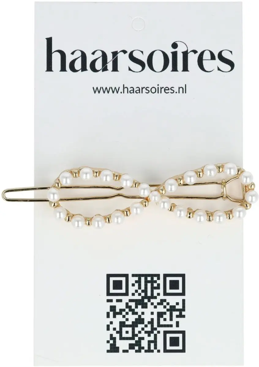 Haarsoires Infinity Haarclip 5cm - Goud met witte parel