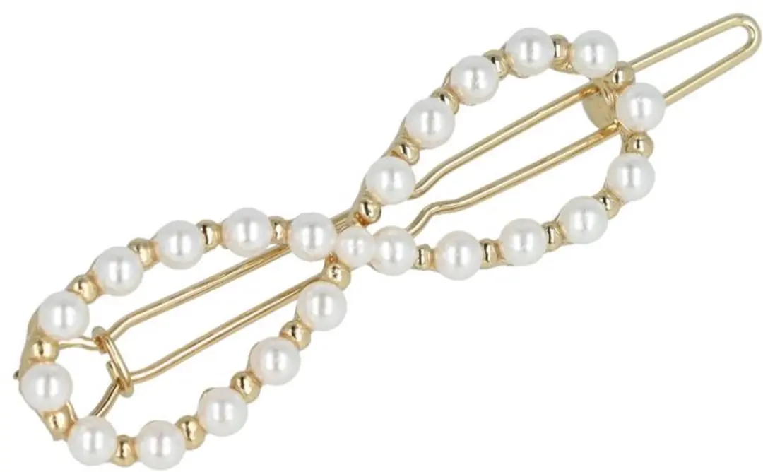 Haarsoires Infinity Haarclip 5cm - Goud met witte parel