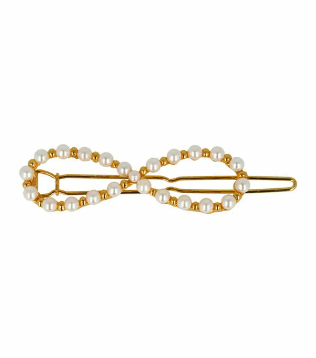 Haarsoires Infinity Haarclip 5cm - Goud met witte parel
