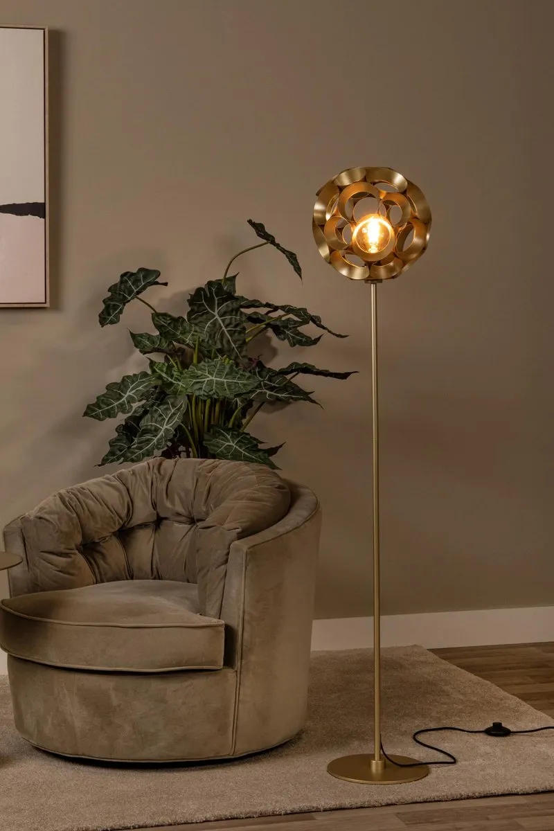 Lucide HANNELORE Vloerlamp Ø30cm - Mat Goud/Messing