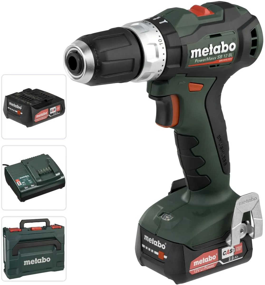 Metabo PowerMaxx BS 12 BL 601044500 Accu-schroefboormachine - 12V 2Ah - 2x accu