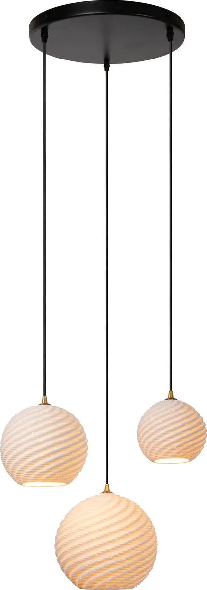 Lucide BINA Hanglamp Ø40cm - 3xE27 - Wit