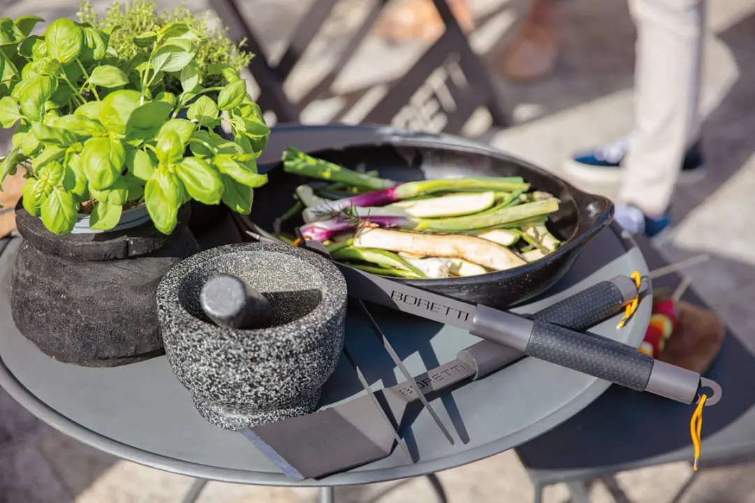 Boretti Barilo 3-delige BBQ Set Antraciet - Tang Spatel Borstel