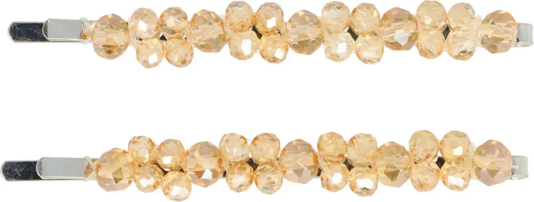 Haarsoires Schuifspeldjes 7cm Champagne - Facetkralen - Set van 2