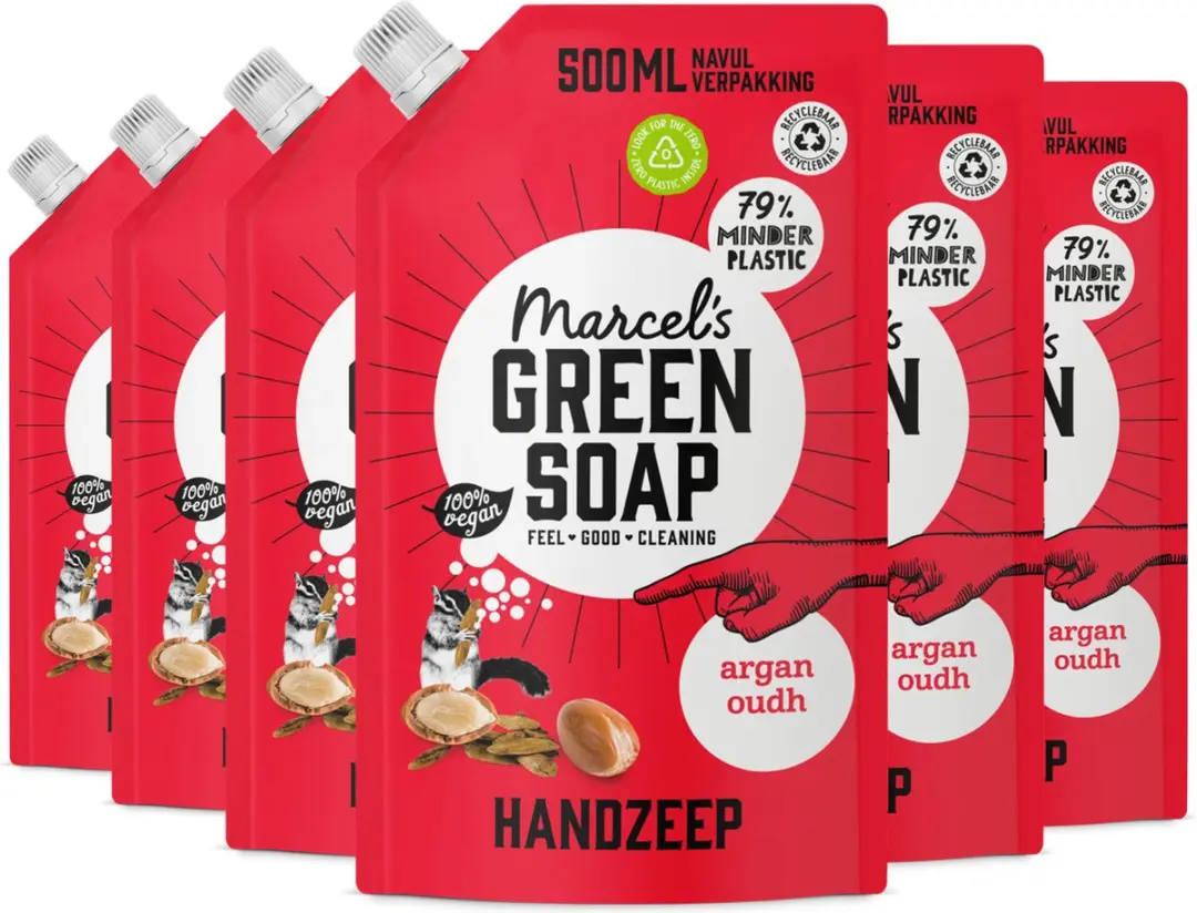 Marcel's Green Soap Handzeep Navulling Argan & Oudh 6x500ml